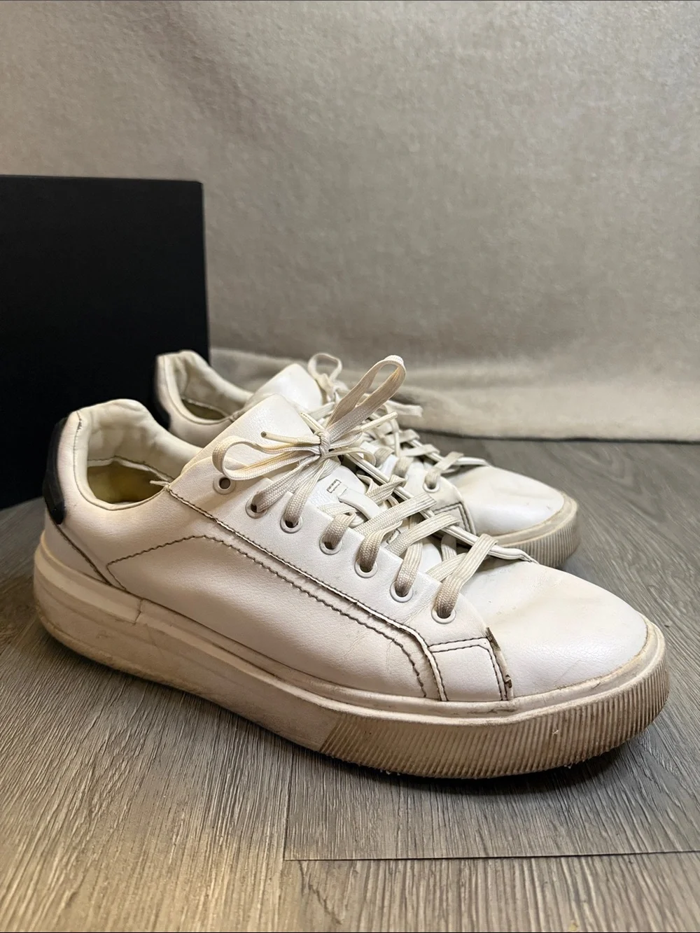 Zara White Leather Lace-Up Sneakers - size 42